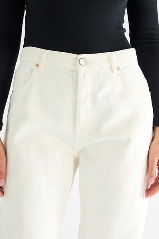 Biologisch Katoenen Jeans Hoge Taille - Wit