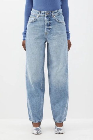 Biologisch Katoenen Jeans Tapered Hoge Taille - Lichtblauw