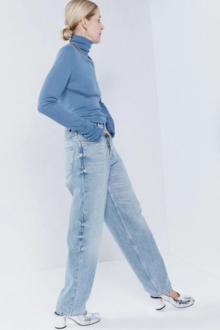 Biologisch Katoenen Jeans Tapered Hoge Taille - Lichtblauw