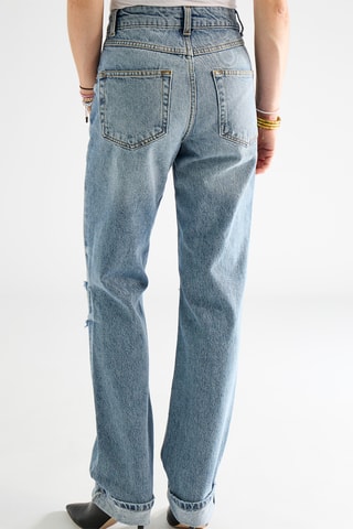 Biologisch Katoenen Jeans Hoge Taille - Lichtblauw