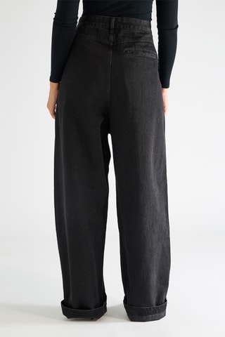 Biologisch Katoenen Jeans Tapered Hoge Taille - Zwart