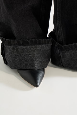 Biologisch Katoenen Jeans Wide Legs Hoge Taille - Zwart