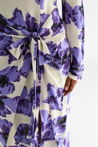 Lange Zijden Jurk - Wit en Paars