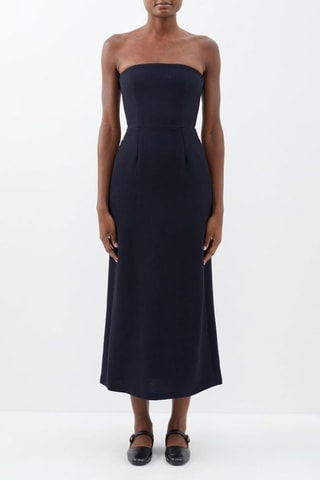 Wollen Strapless Jurk- Marineblauw