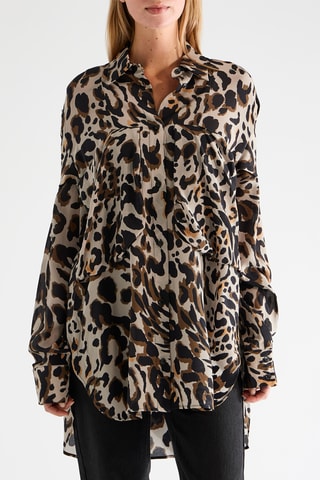 Zijden Blouse - Lichtbruin en antraciet