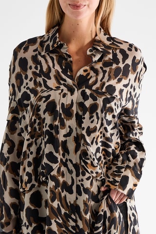 Zijden Blouse - Lichtbruin en antraciet