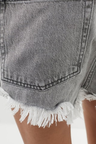 Short en jean et coton biologique taille haute - Gris clair - Raey