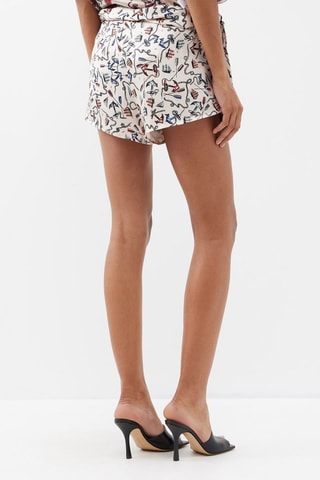 Short en soie - Blanc et bleu cobalt - Raey
