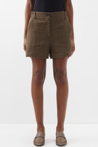 Linnen Short Wide Legs - Bruin en Zwart