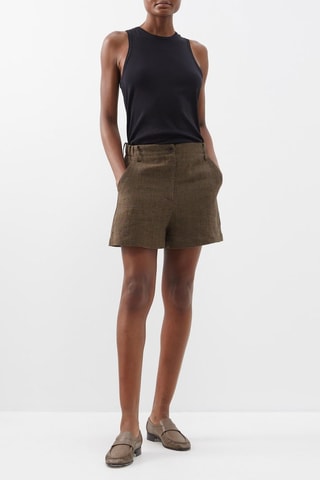 Linnen Short Wide Legs - Bruin en Zwart