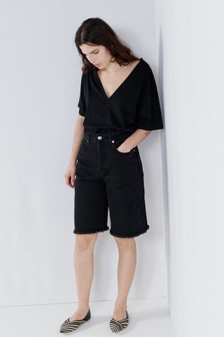 Short en jean en coton biologique - Noir  - Raey