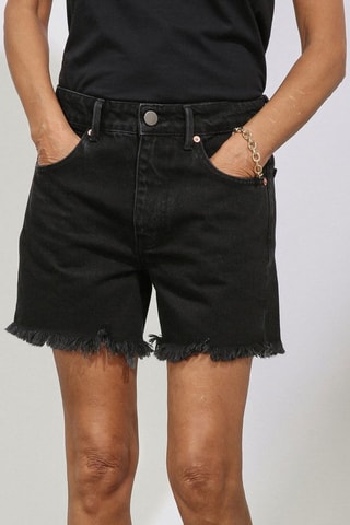 Short en jean en coton biologique taille haute - Noir - Raey
