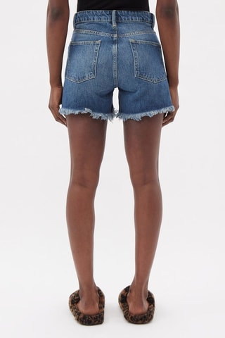 Short en jean en coton biologique taille haute - Bleu cobalt - Raey