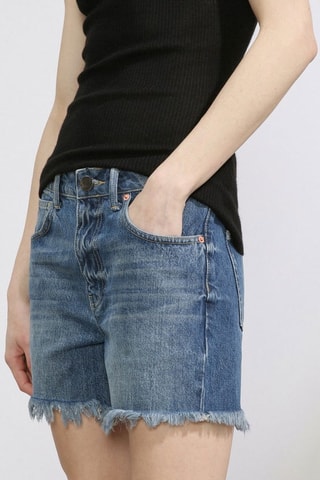 Short en jean en coton biologique taille haute - Bleu cobalt - Raey