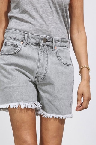 Short en jean en coton biologique taille haute - Gris clair - Raey