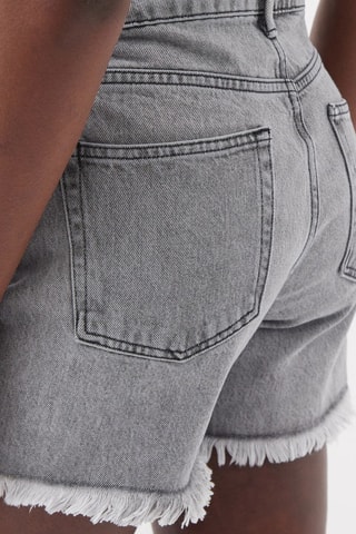 Short en jean en coton biologique taille haute - Gris clair - Raey