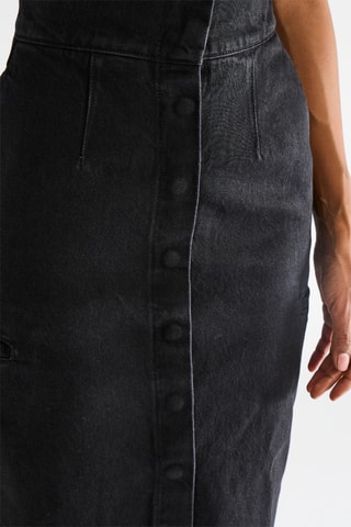 Jupe fourreau en jean et coton biologique taille haute - Noir - Raey