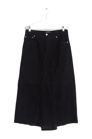 Jupe midi en nubuck - Noir - Raey