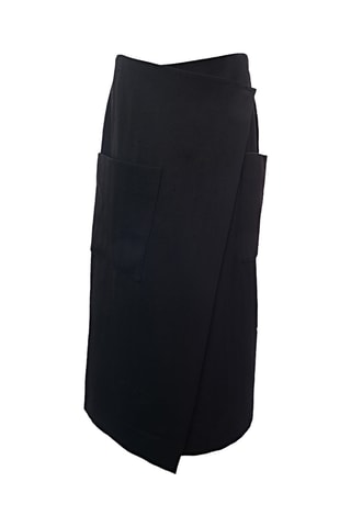 Jupe portefeuille en laine vierge - Bleu marine - Raey