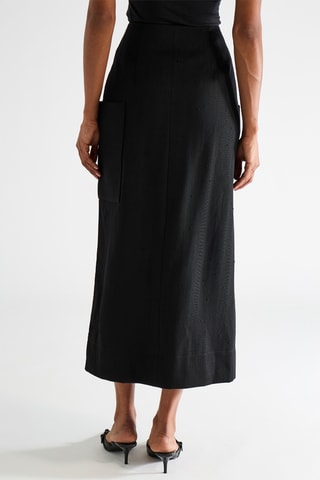 Jupe portefeuille en laine vierge - Noir - Raey