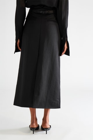 Wollen en Zijden Midirok - Zwart