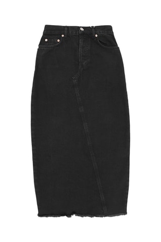 Jupe midi en jean et en coton biologique - Noir - Raey