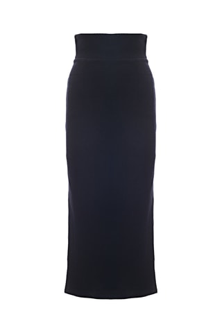 Jupe longue en laine taille haute - Bleu marine - Raey