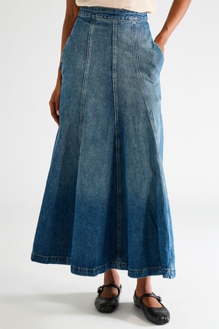 Jupe longue en jean en coton biologique - Bleu - Raey