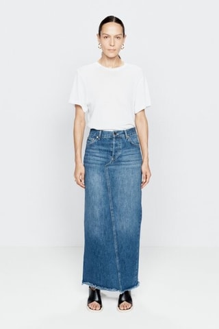 Jupe longue en jean en coton biologique - Bleu foncé - Raey