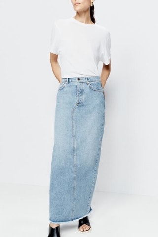 Jupe longue en coton biologique - Ciel - Raey