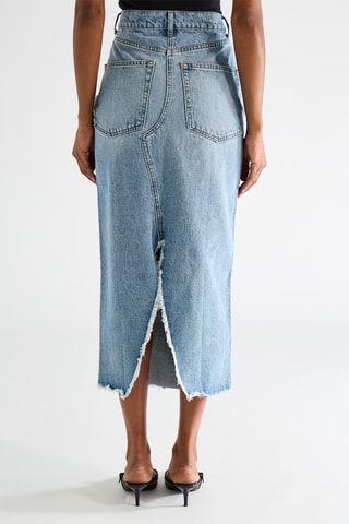 Jupe droite en jean en coton biologique - Bleu cobalt - Raey