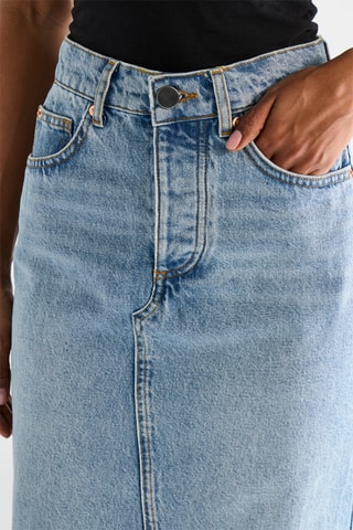 Jupe droite en jean en coton biologique - Bleu cobalt - Raey