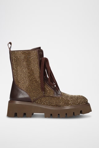Bottines en cuir - Marron et doré
