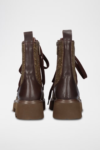 Bottines en cuir - Marron et doré