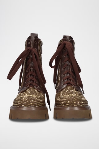 Bottines en cuir - Marron et doré