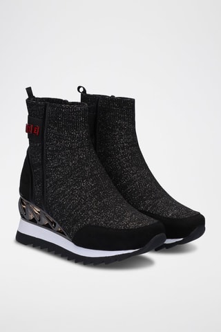 Bottines chaussettes compensées - Noir