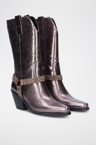 Bottines en cuir - Doré rose