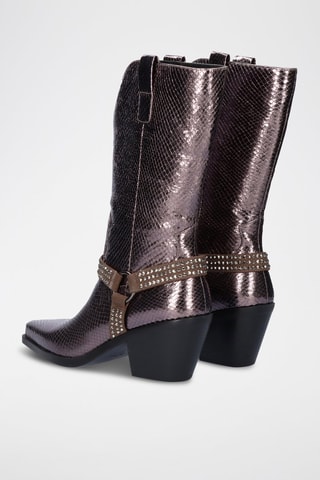 Bottines en cuir - Doré rose