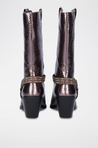 Bottines en cuir - Doré rose