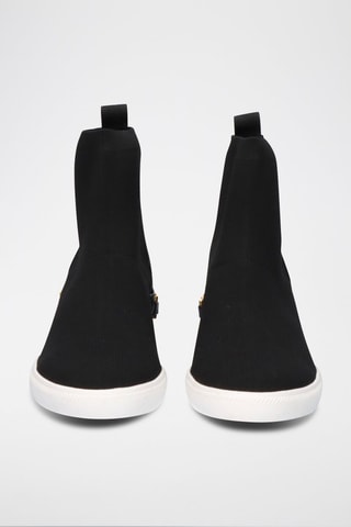 Baskets-chaussettes compensées en cuir - Noir