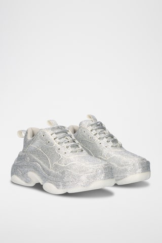 Baskets plateformes en cuir - Argenté