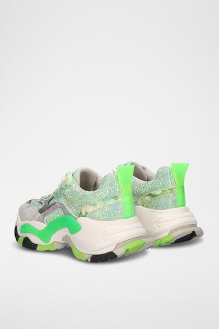 Baskets plateformes en cuir - Vert et gris