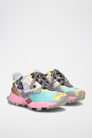 Baskets en cuir - Bleu et rose