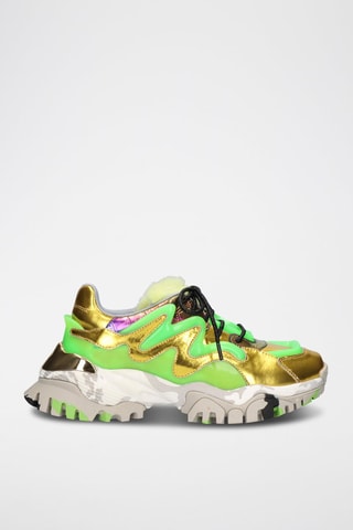 Sneakers plateformes en cuir - Vert