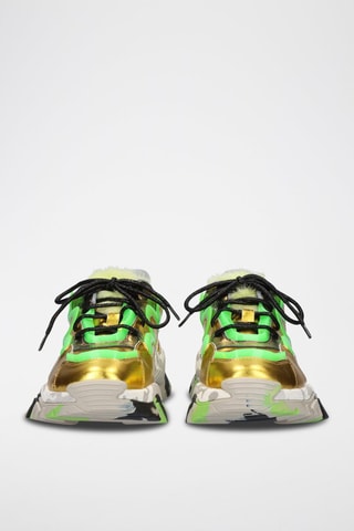 Sneakers plateformes en cuir - Vert