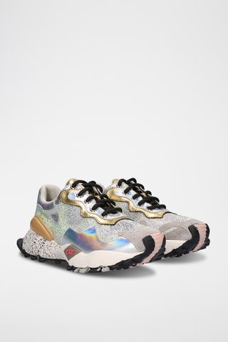 Baskets plateformes en cuir - Argenté