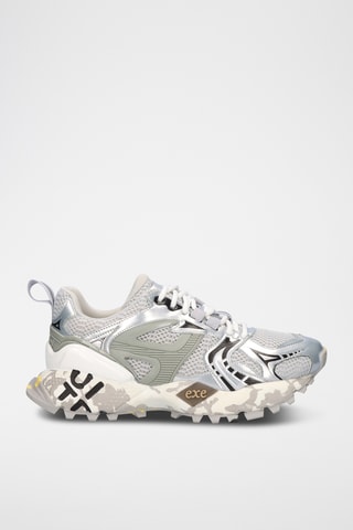 Baskets plateformes en cuir - Blanc et gris