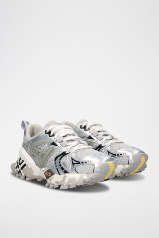 Baskets plateformes en cuir - Blanc et gris