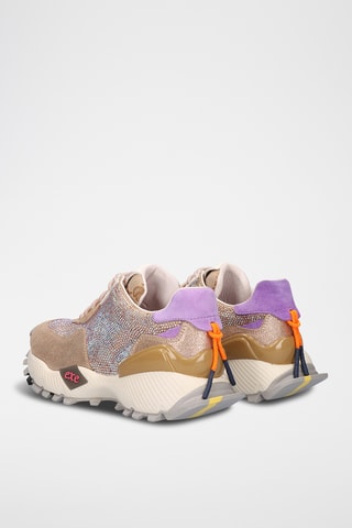 Baskets plateformes en cuir - Doré et rose