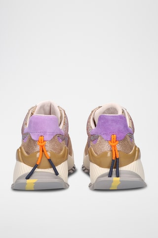 Baskets plateformes en cuir - Doré et rose